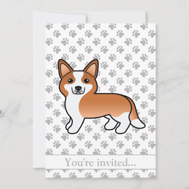 Invitation Red Cardigan Welsh Corgi Chien fête d'anniversaire (Devant)