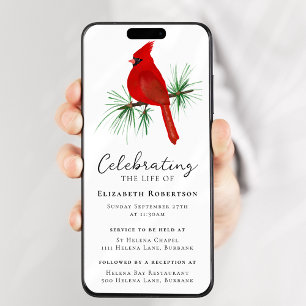 Invitation Red Cardinal Bird Funeral Digital Evite