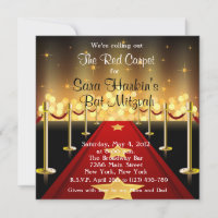 Red Carpet Hollywood Bat mitzvah Anniversaire Invi