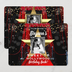 Invitation Red Carpet Hollywood Gold Stars