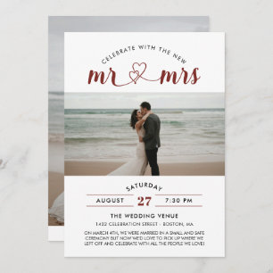 Invitation Red Celebrate Avec Le Nouveau Mariage Photo Mr & M