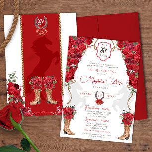 Invitation Red Charro Country Western Ranch Style Quinceañera