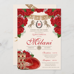 Invitation Red Charro Mariachi Quinceanera Fiesta
