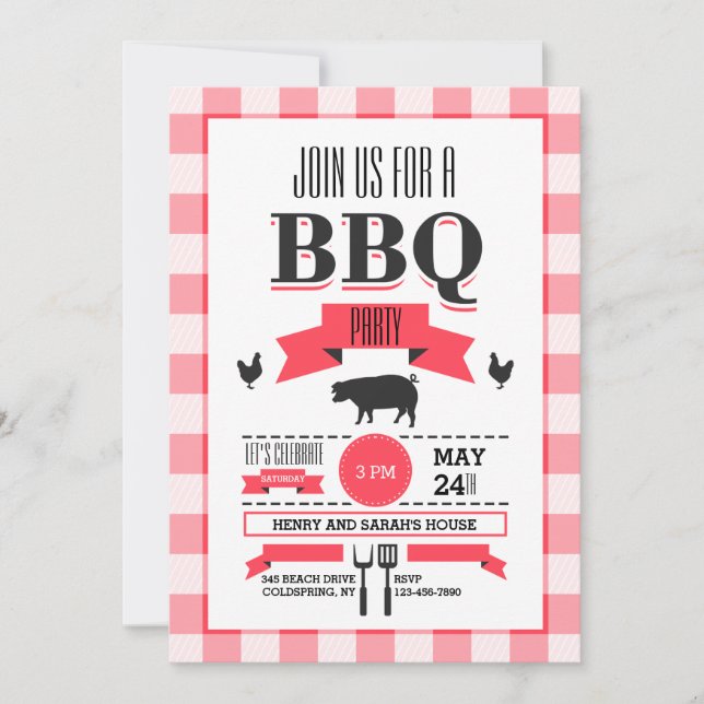 Invitation Red Check BBQ (Devant)
