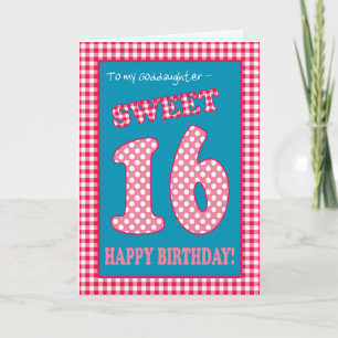 Invitation Red Check Polkas Sweet 16e anniversaire, Godgirl