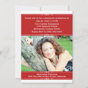 Invitation Red Chic Photo Graduation