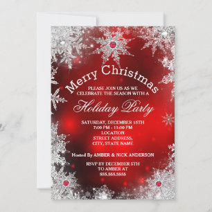 Invitation Red Christmas Holiday Party Winter Wonderland