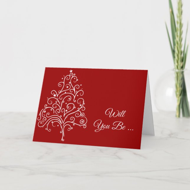 Invitation Red Christmas Mariage Will You Be My Bridesmaid (Devant)