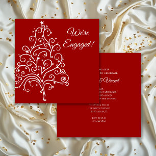 Invitation Red Christmas Tree Winter Engagement Party