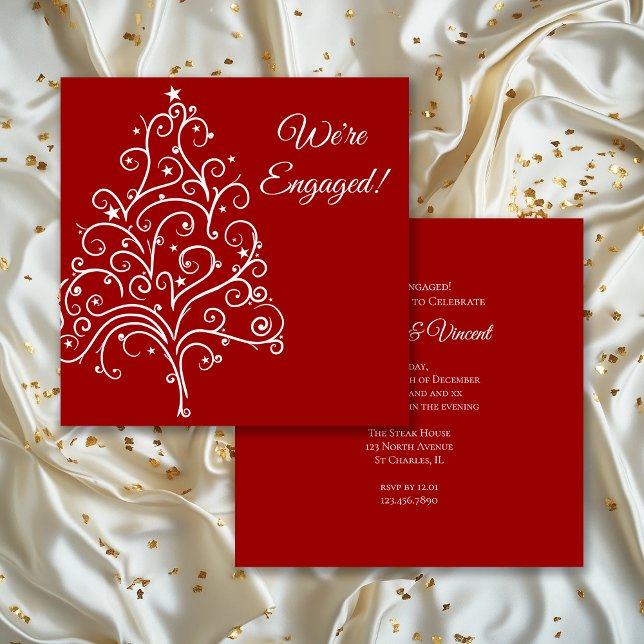 Invitation Red Christmas Tree Winter Engagement Party (Créateur téléchargé)
