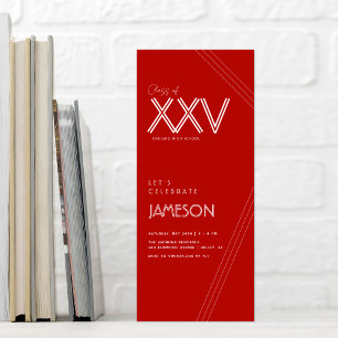 Invitation Red Classe moderne de XXV Graduation Party