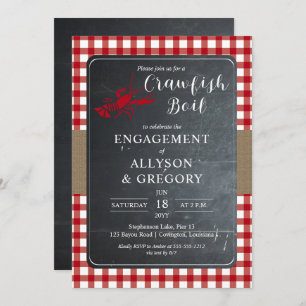 Invitation Red Country Checks Crawfish Boil Engagement