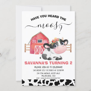 Invitation Red Cow Print Avez-Vous Entendu L'Anniversaire De