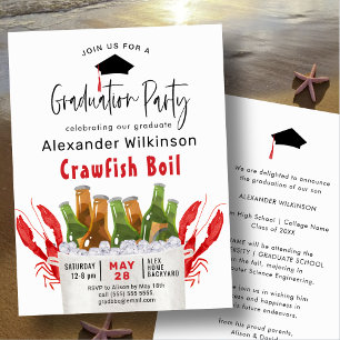 Invitation Red Crawfish Boil Graduation BBQ Party