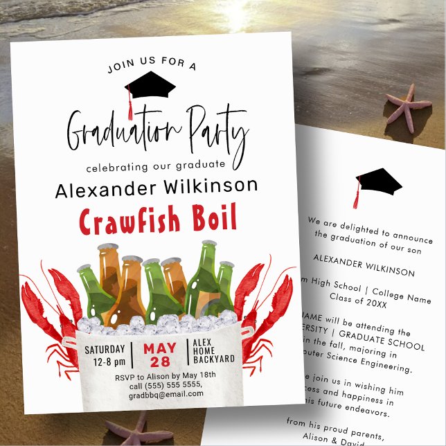 Invitation Red Crawfish Boil Graduation BBQ Party (Créateur téléchargé)