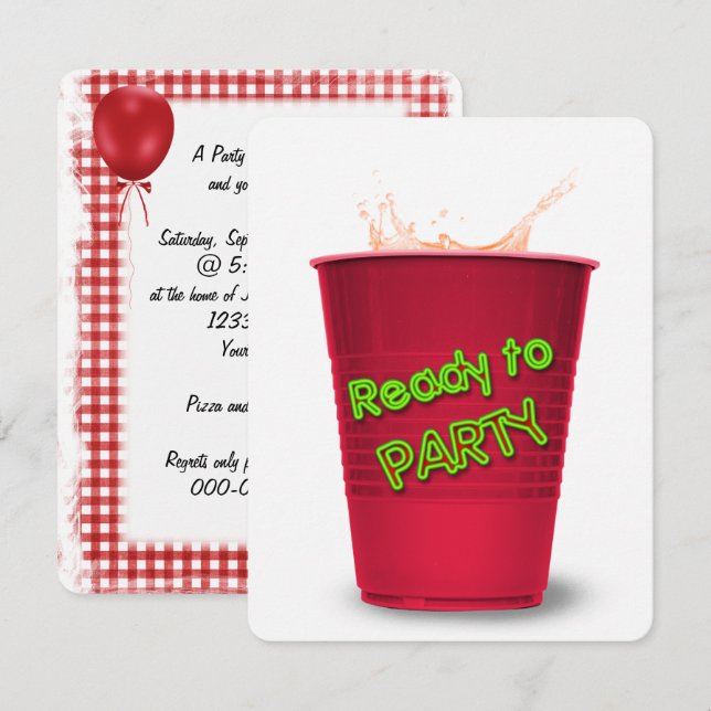 Invitation Red Cup Drink Party (Devant / Derrière)