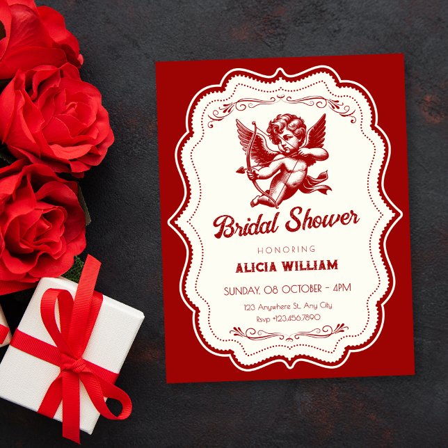 Invitation Red cupid angel bridal shower (Créateur téléchargé)