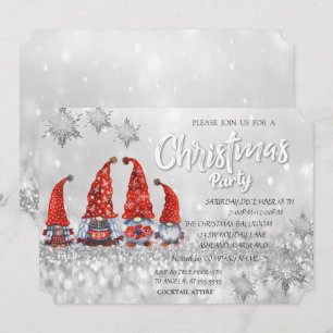 Invitation Red Cute Gnomes Bokeh Corporate Christmas Party