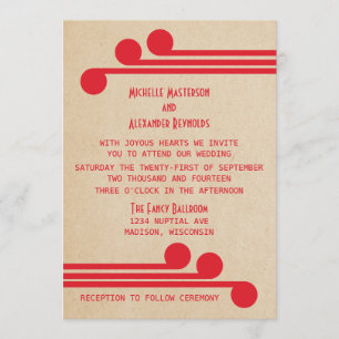 Invitation Red Deco Chic Wedding