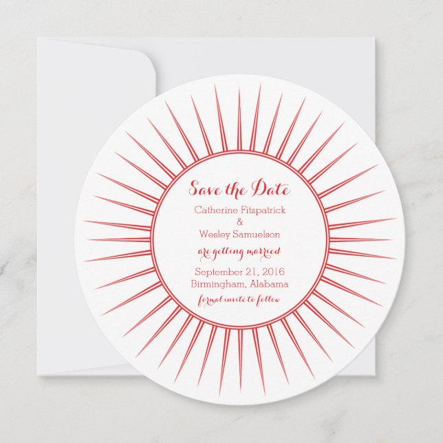 Invitation Red Deco Retro Enregistrer l'Invitation de date (Devant)