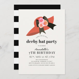 Invitation Red Derby Casquette Rose Fille Anniversaire Invita