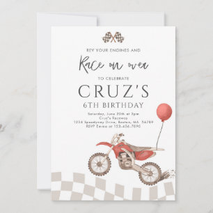 Invitation Red Dirt Bike Boy Motocross Racing Anniversaire