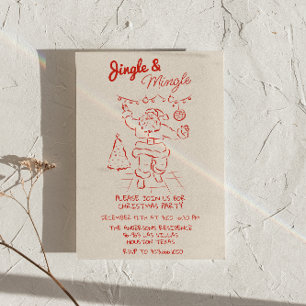 Invitation Red Draen Jingle & Mingle Christmas Père Noël Part