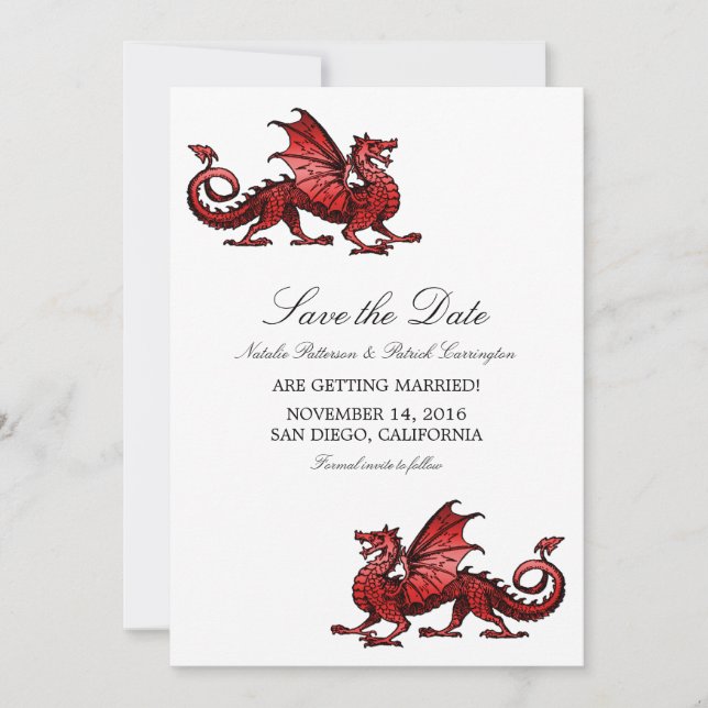 Invitation Red Dragon Enregistrer l'Invitation de date (Devant)