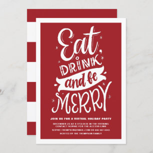 Invitation Red Eat Drink and Be Joyeux Noël virtuel