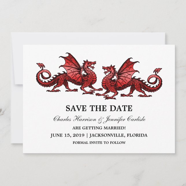Invitation Red Elegant Dragons Enregistrer l'Invitation de da (Devant)