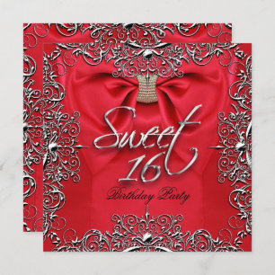 Invitation Red Elegant Sweet sixteen Sweet 16 Party