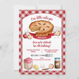 Invitation Red En vichy Apple Cutie Pie Anniversaire