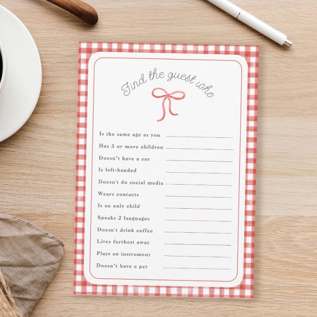Invitation Red en vichy Trouvez le jeu de douche Guest Who (Créateur téléchargé)