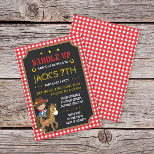Invitation Red En vichy Wild West Tan Cowboy