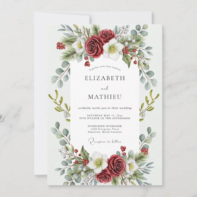 Invitation Red Enchanting Winter Wedding (Devant)