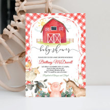 Red Farm Animals Boy Baby shower
