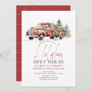 Invitation Red Farm Truck Noël Holiday Open House