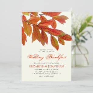 Invitation Red Feuilles Branches Mariage Petit déjeuner