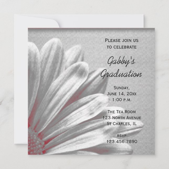 Invitation Red Floral souligne l'invitation de Graduation Par (Devant)