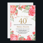 Invitation Red Floral Surprise 40e anniversaire Parties scint<br><div class="desc">Red Floral Surprise 40th Birthday Invitation for Women. Aquarelle Fleurie Botanique. Parties scintillant or. Pies Roses Fleurs Florales. Anniversaire adulte. Pour plus de personnalisation,  cliquez sur le bouton "Customiser" et utilisez notre outil de conception pour modifier ce modèle.</div>