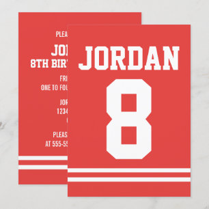 Invitation Red Football Jersey - Sports Thème Anniversaire