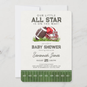 Invitation Red Football Little All Star Baller Baby shower
