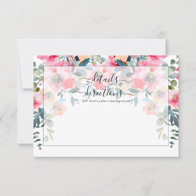 Invitation Red Garden Rose Watercolor Flowers Détails (Devant)