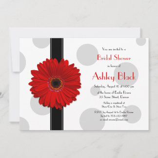 Invitation Red Gerbera Polka Dot nuptiale de douche Invitatio