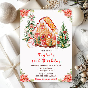 Invitation Red Gingerbread House fête d'anniversaire