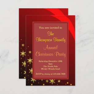 Invitation Red Gold Christmas