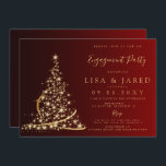 Invitation Red Gold Christmas Tree Winter Engagement<br><div class="desc">Red Gold Christmas Tree Winter Engagement Party Invitation</div>