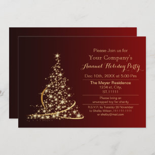 Invitation Red Gold Festive Corporate fête de vacances