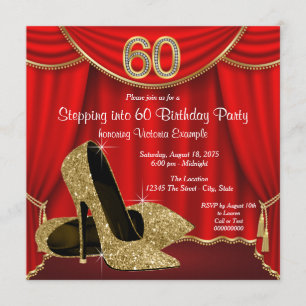 Invitation Red Gold High talon en 60 fête d'anniversaire