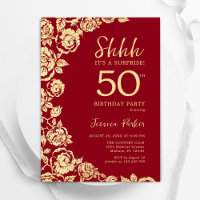 Red Gold Roses surprise 50e anniversaire